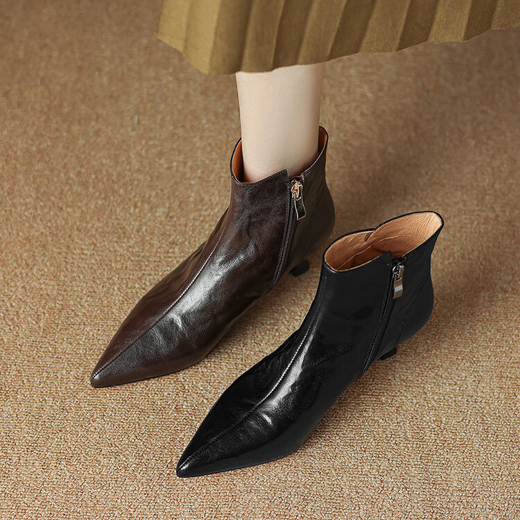 French Elegant Ankle Boots for Women, Autumn and Winter New Pointed Toe Fashion High-Heeled Short Boots, Stiletto Boots