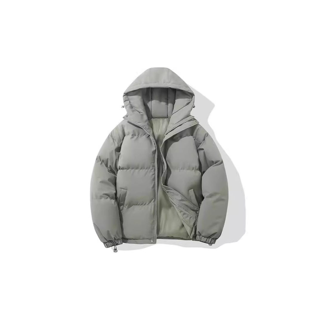 Down cotton-padded jacket men's cross-border couple's cotton-padded jacket hooded cotton-padded jacket outdoor bread clothing thickened warm solid color plus size coat