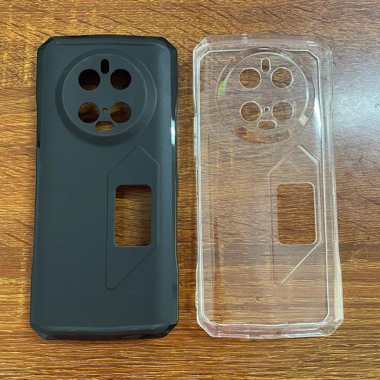 Capa protetora para celular Doogee V40 Pro, preta semi-fosca e totalmente transparente, em TPU pintado._voghion.com