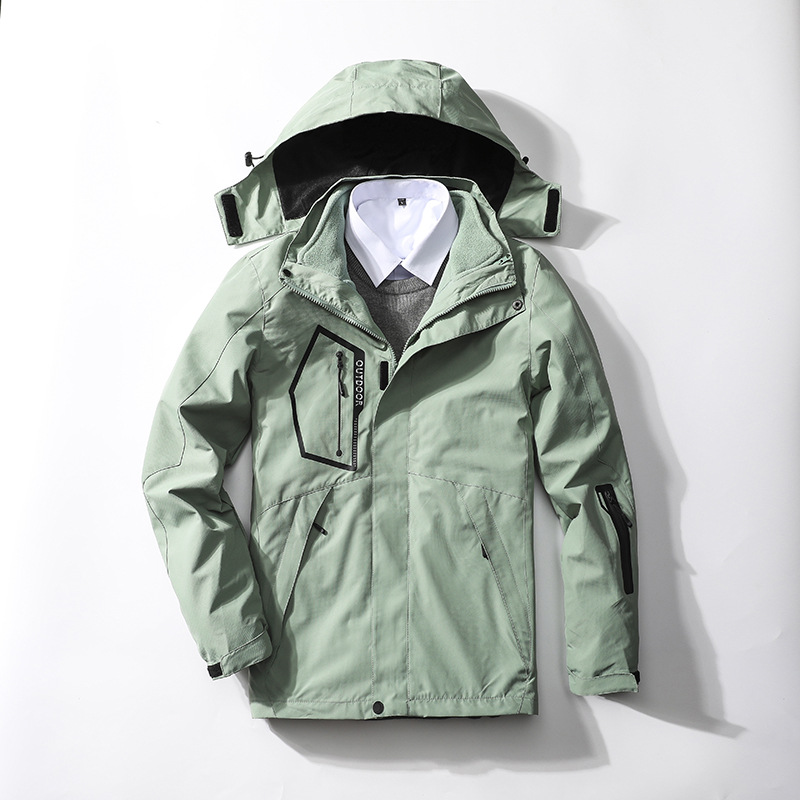 跨境秋冬户外运动三合一两件套冲锋衣男休闲运动保暖滑雪服情侣款