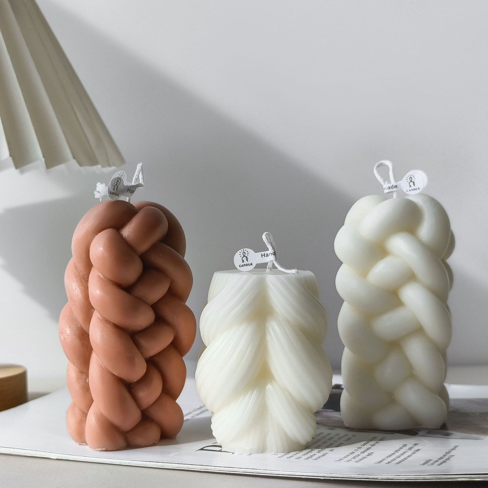 Tejido cuerda de cáñamo aromaterapia vela molde de silicona DIY giro columna hecha a mano jabón aromaterapia mano regalo molde en stock