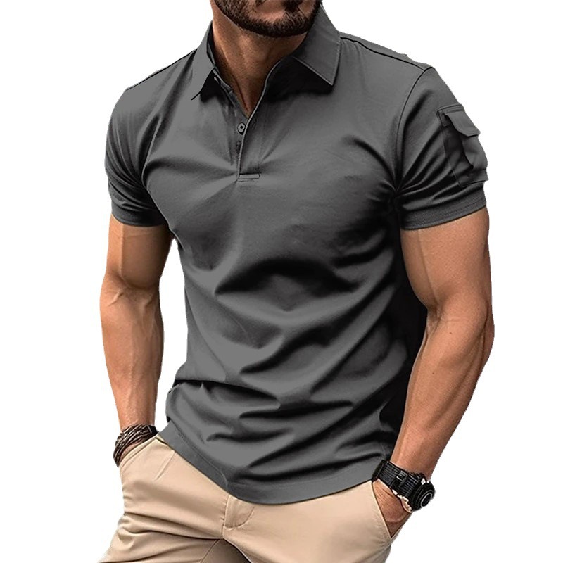 Polo para hombre con cuello polo y bolsillo en la manga_voghion.com