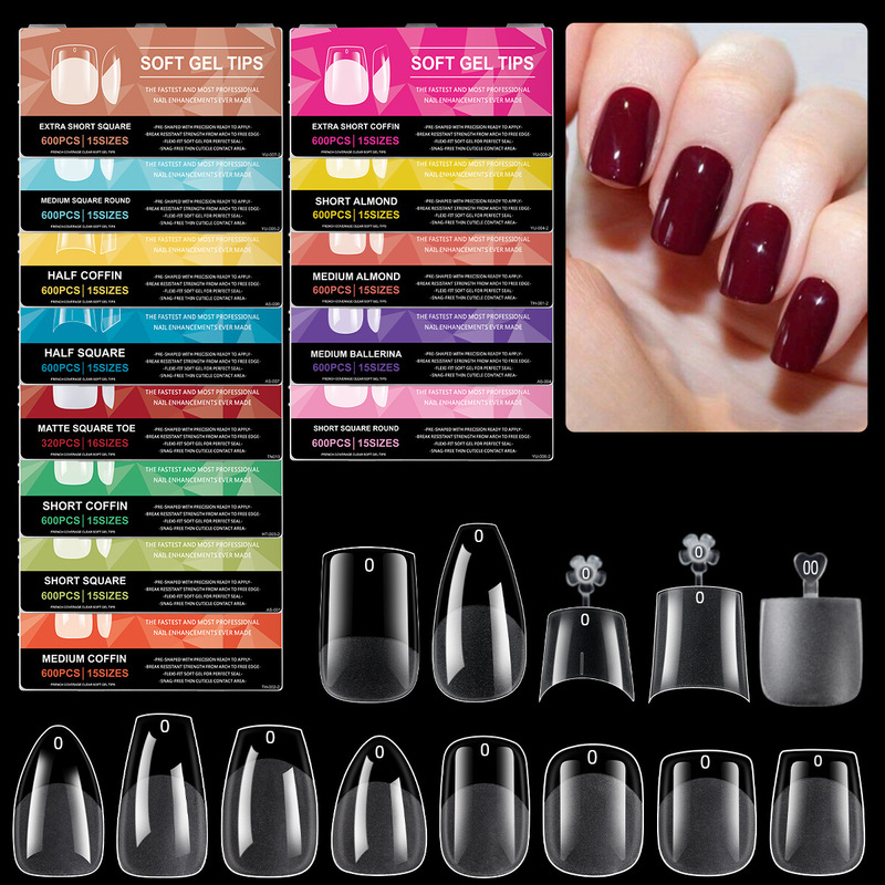 Cross-Border New Style Nail Tips, No Filing Required, Thin Semi-Matte, Seamless, European and American Style Fake Nails, 600Pcs Wholesale, New Year