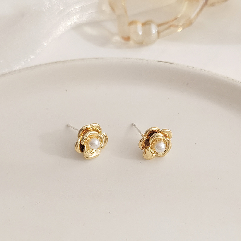 1 Pair Simple Style Flower Plating Alloy Ear Studs display picture 15