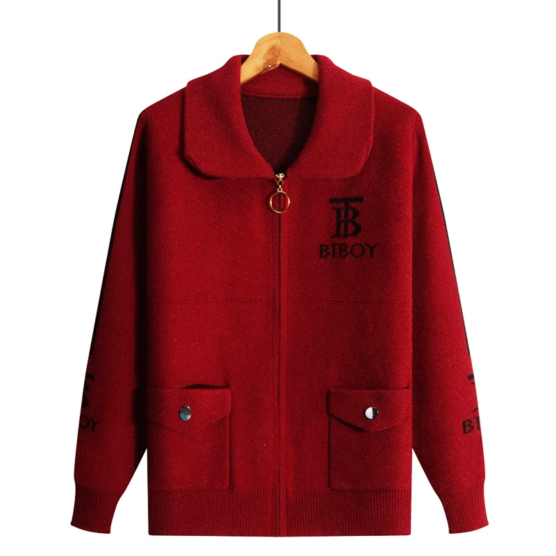 Весенне-осеннее пальто для матери, бархатный свитер из хрустальной норки, женские трикотажные изделия больших размеров для пожилых женщин, новый зимний Кардиган