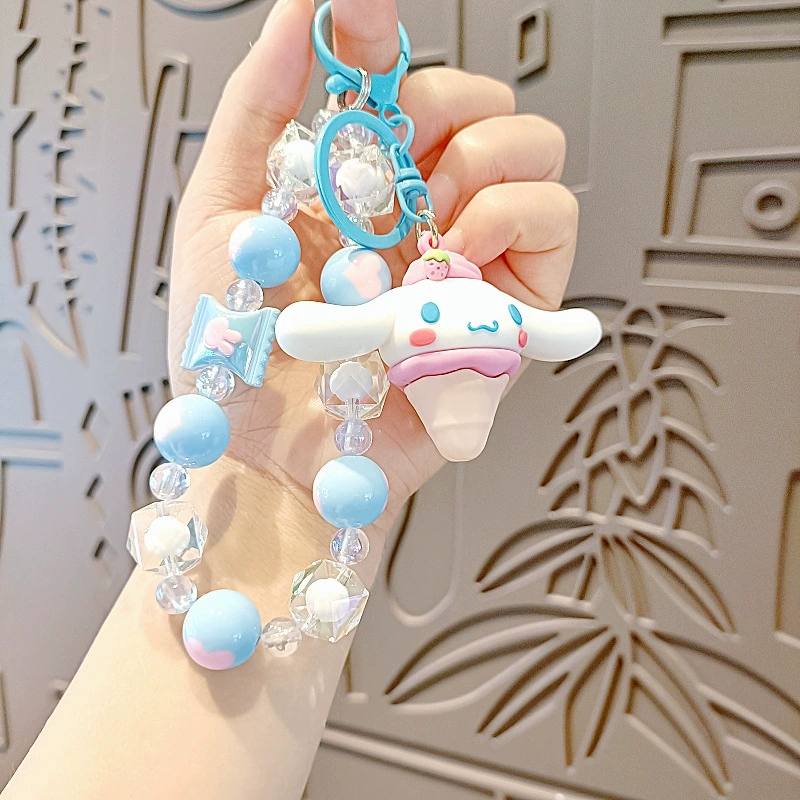 Брелок-брелок Sanrio, милая мини-фигура-подвеска для ключей и телефона, акриловый бусинный талисман