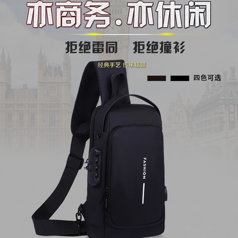 Motorcycle Bag, Chest Bag, Multi-Functional Password Lock, Anti-Theft Outdoor Leisure Cross-Body Bag, Men's Single-Shoulder Motorcycle Bag