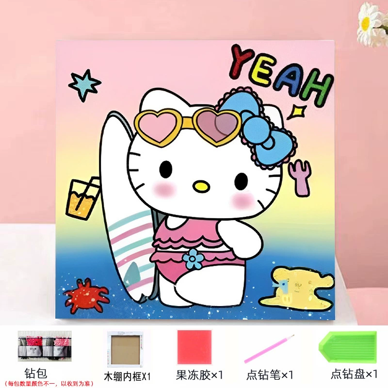 Набор алмазной мозаики DIY Kuromi и мультфильмы 20×20 см, рамка-наклейка, детское творчество