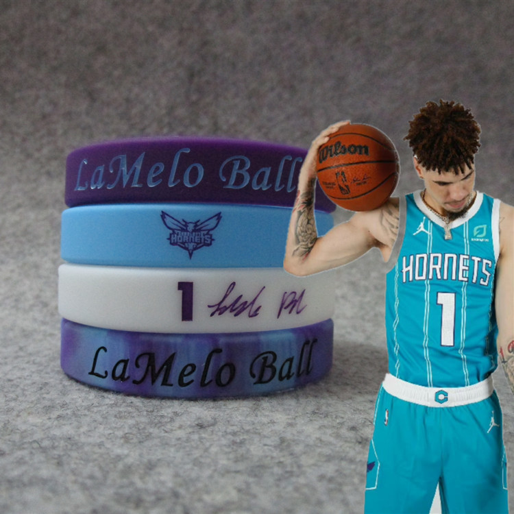 Basketball star Hornets No. 1 Lamelo Bauer three-ball signature sports bracelet silicone luminous wristband fans