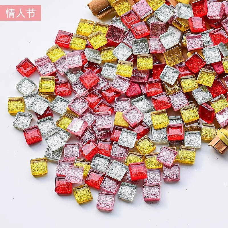 1cmキラキラガラスモザイクDIY子供手作り材料小粒水晶自己貼り付け|undefined