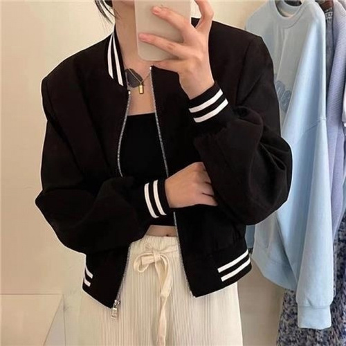 Women's Spring and Autumn Short-Sleeve Baseball Jacket, 2025 New Fashion, Versatile Casual Sport Open Jacket