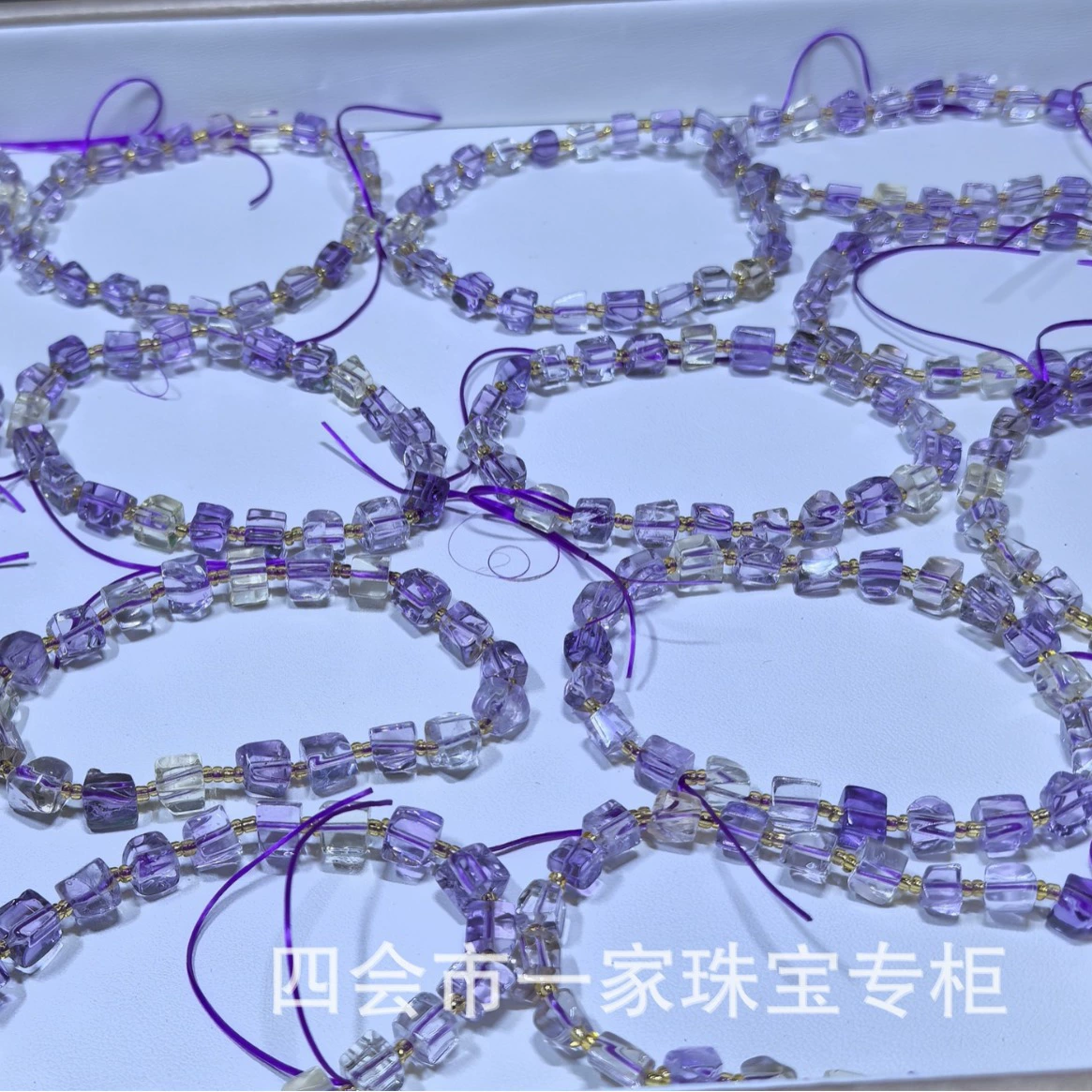Natural water, crystal bracelet with amethyst, wholesale