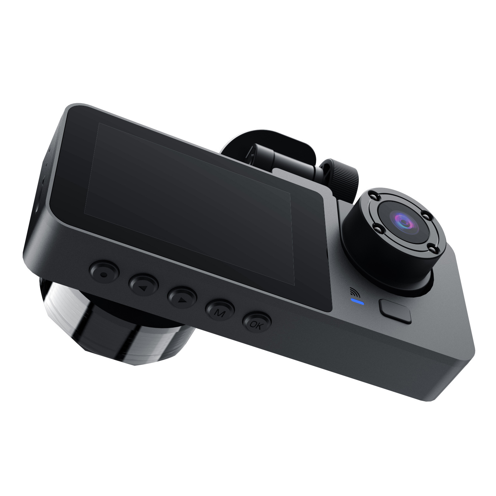Three-Lens Dash Cam with Simultaneous Display of Front and Rear Footage, High-Definition Night Vision, Wifi, and Mobile Phone Connectivity