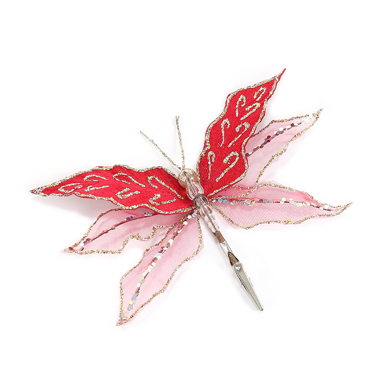 Nuevos productos de decoración de Navidad de alta calidad tela de malla de simulación de mariposas mariposas festivas decoración de bodas props