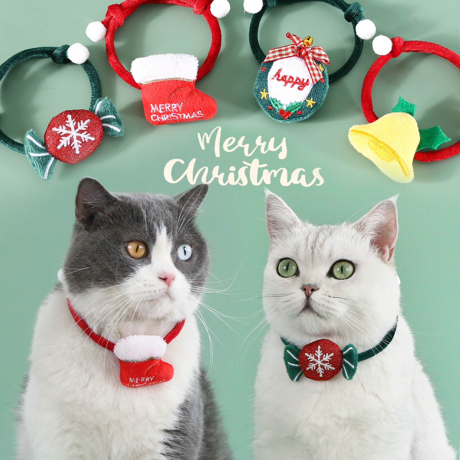 2024 mascotas collar de Navidad de terciopelo rojo y verde cuerda ajustable de peluche de Navidad guirnaldas de dulces gatos perros conejos