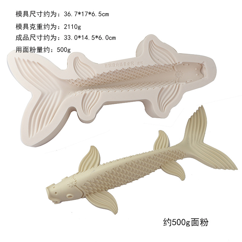Patrón pasta pastelería molde de silicona tridimensional koi pescado flor pastel al vapor pan molde cumpleaños pastel decoración pescado molde