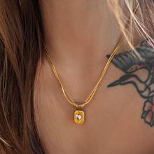 星洛饰品-跨境热卖时尚气质小众不锈钢18K金几何桃心吊牌项链