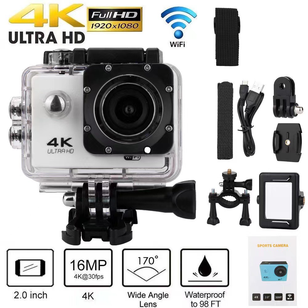Cámara de Acción Deportiva de Alta Definición 4K WiFi, ABS, Impermeable, para Ciclismo y Motociclismo