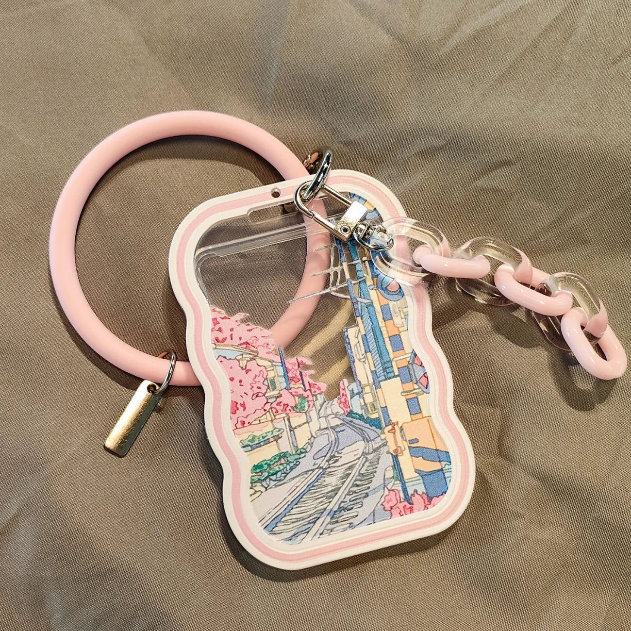 ins透明卡套學生公交校園飯卡追星3寸拍立得小紅書彈簧掛件鑰匙扣