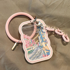 ins透明卡套學生公交校園飯卡追星3寸拍立得小紅書彈簧掛件鑰匙扣