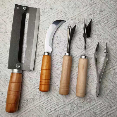 廠家直供家用甘蔗刀不鏽鋼挖眼器瓜果削皮刀木柄菠蘿刀V型刀