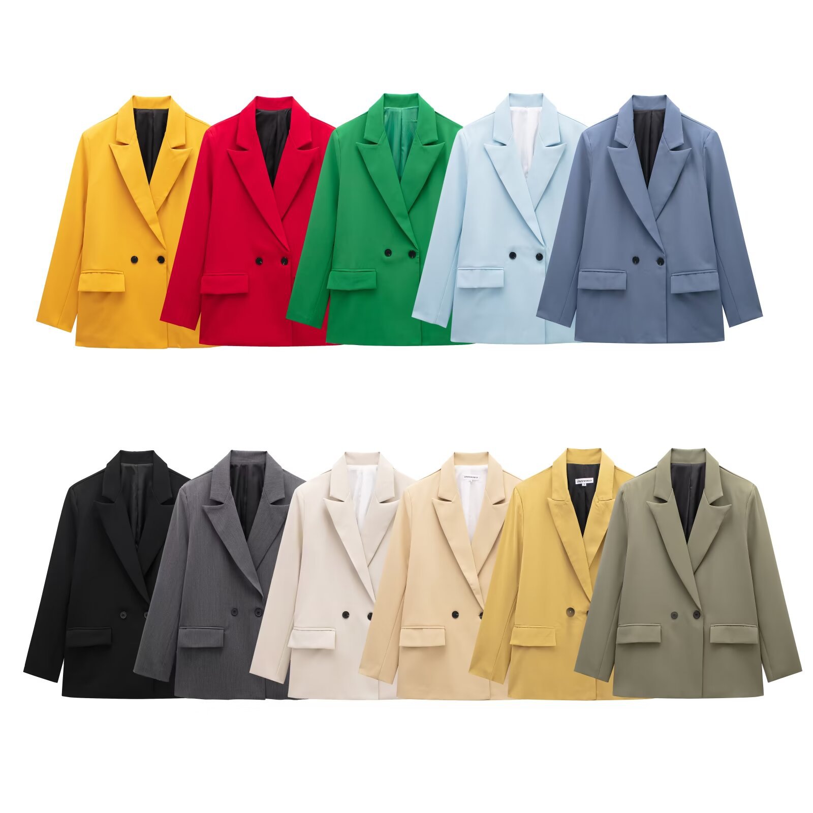 Nouvelle veste de costume croisée à manches longues et revers pour femme 2024 A69602_voghion.com