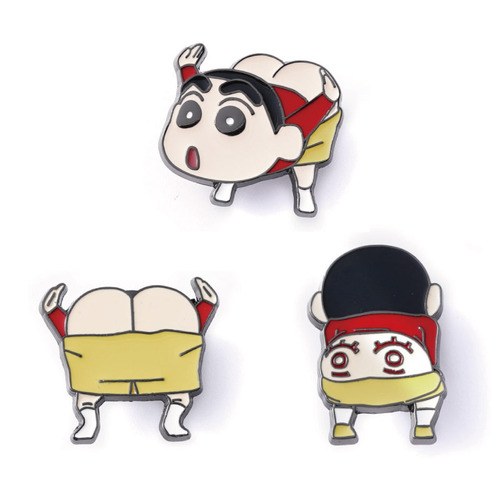 Japanese anime fan peripherals Japanese anime cartoon Crayon Shin-chan funny decorative alloy creative badge brooch