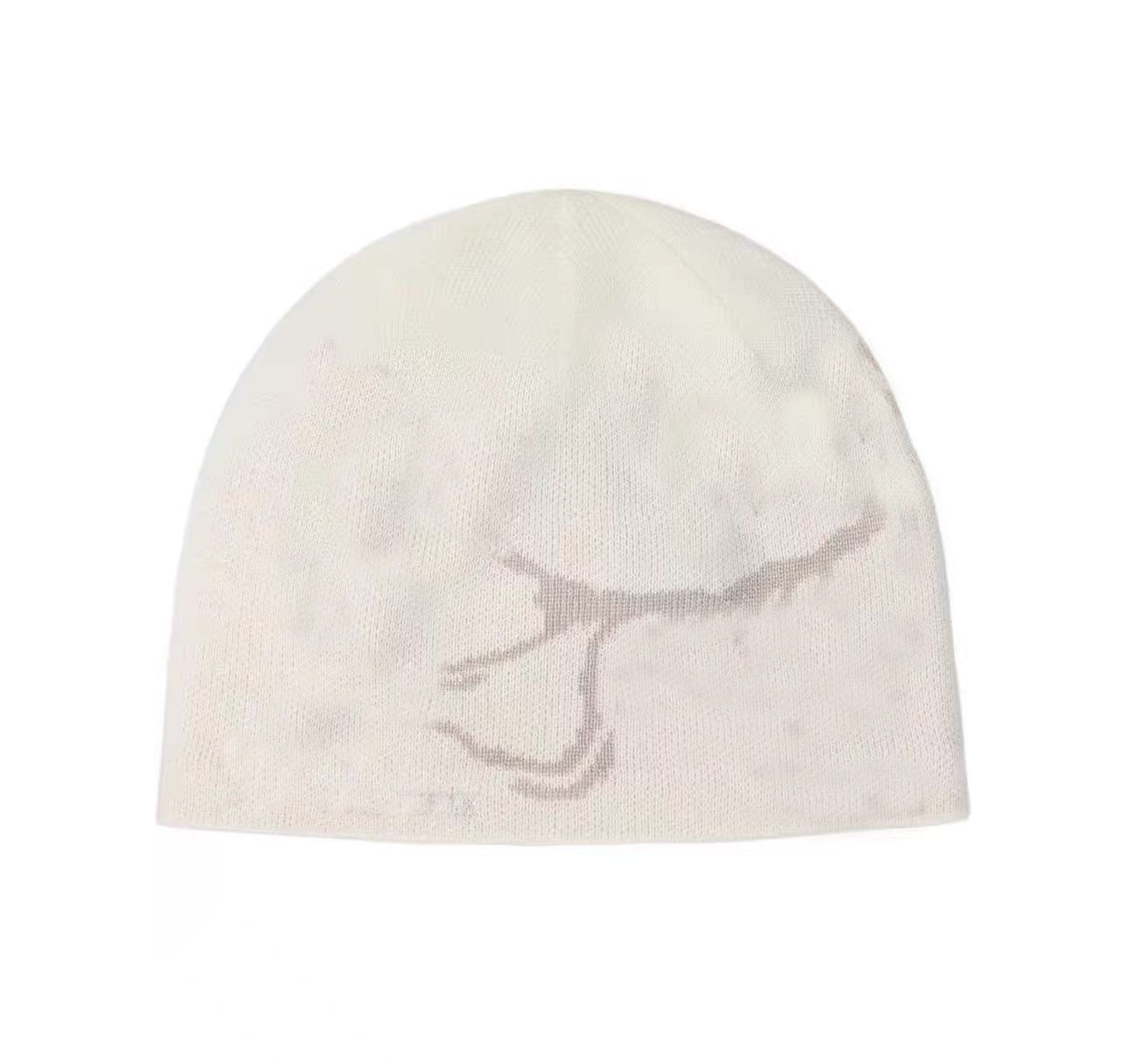 秋冬Rアルファベットジャカード毛糸帽厚手大版フリップ男女百合保温フード小鳥保護冷帽 ~