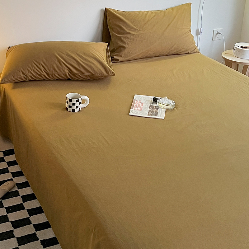 Sábanas de algodón lavado de algodón pieza individual 100 sábanas de algodón puro dormitorio de estudiantes cama individual doble sábana juego de tres piezas 3