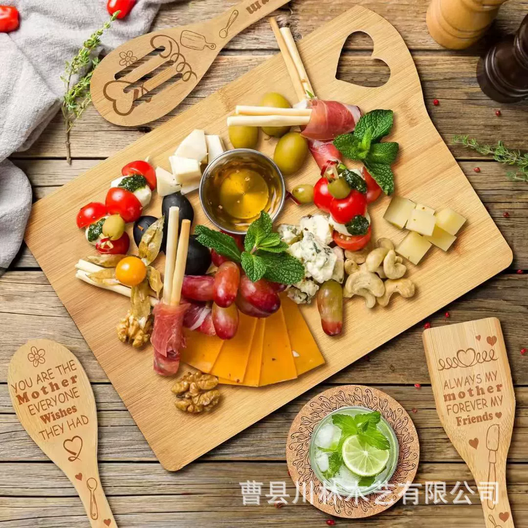 Новая бамбуковая разделочная доска для домашней кухни, двусторонняя разделочная доска, подарок на День отца, День матери, сырная доска из цельного дерева