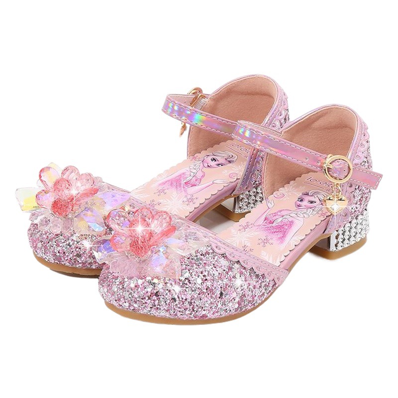 Zapatos de princesa para niños de verano para nuevas niñas Sandalias de tacón alto para niños medianos y grandes zapatos de cristal de moda para niñas