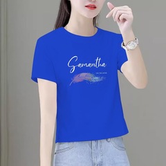 时尚短款短袖t恤女夏季白色体恤新款棉宽松圆领百搭小个子上衣