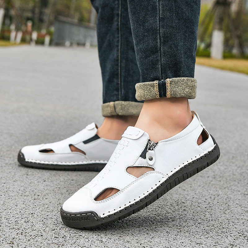 Dép sandal nam bít mũi thoáng khí chống trượt, cỡ lớn đi biển — T2518 trắng, T2518 vàng, T2518 xanh, T2518 đen chi tiết 1
