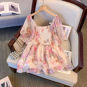 300 Catties Большой размер женский толстый MM MM Floral Chic Top Skir