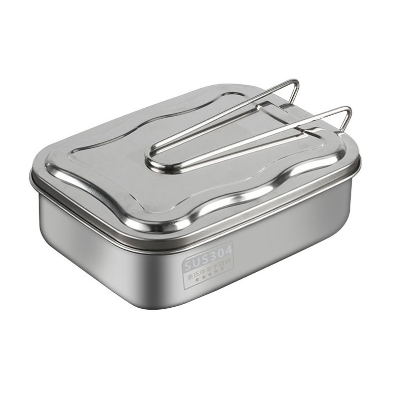 Caja de almuerzo de acero inoxidable 304 con asa multi-rejilla sellada caja de almuerzo de gran capacidad caja de picnic caja cuadrada