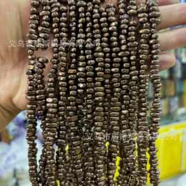 古铜色赤铁矿黑胆石碎石串珠半成品5x8mm天然石散珠DIY饰品配件