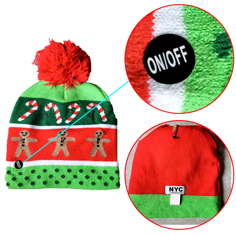 Decoración de Navidad suministros colorido luminoso de punto sombrero de alta gama ancianos sombrero de Navidad niños adultos de punto de Navidad