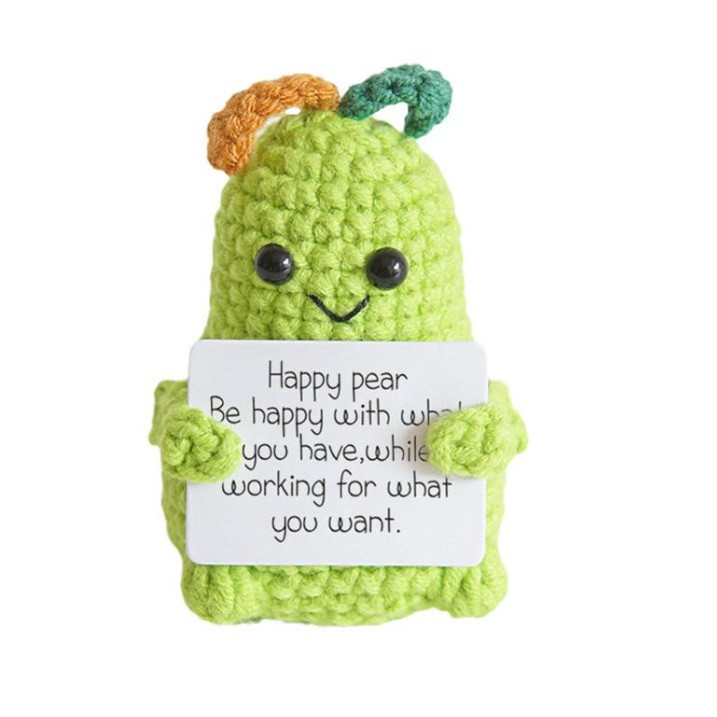 Amazon transfronterizo nuevo lindo energía positiva emocional pepino pepinillo muñeca hecha a mano de punto regalo creativo en stock