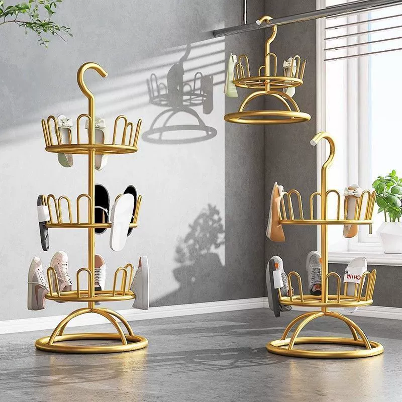 Простая удобная и прочная подставка для сушки обуви из кованого железа ремесло подвижный балкон наружная подставка для обуви 360 ° Вращение
