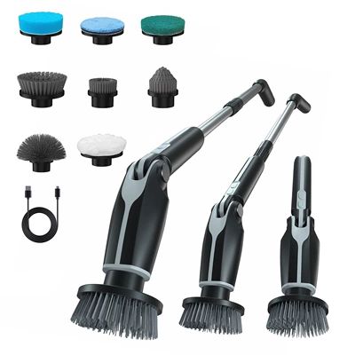 Multifunctional Car Cleaning Tool Set, Eight-In-One Portable Cleaning Brush Head, Long-Handled Electric Brush for Car Use (Car cleaning tools) - blackwhite