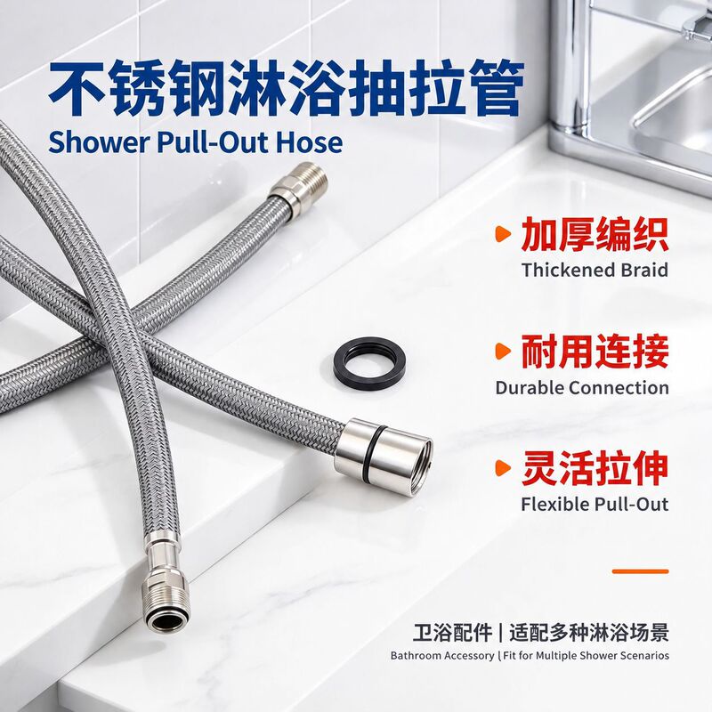 Manufacturer Supplies Stainless Steel Shower Hose, Nylon Wire Pull-Out Hose for Hair Salons, Faucet Extension Hose for Washbasins
