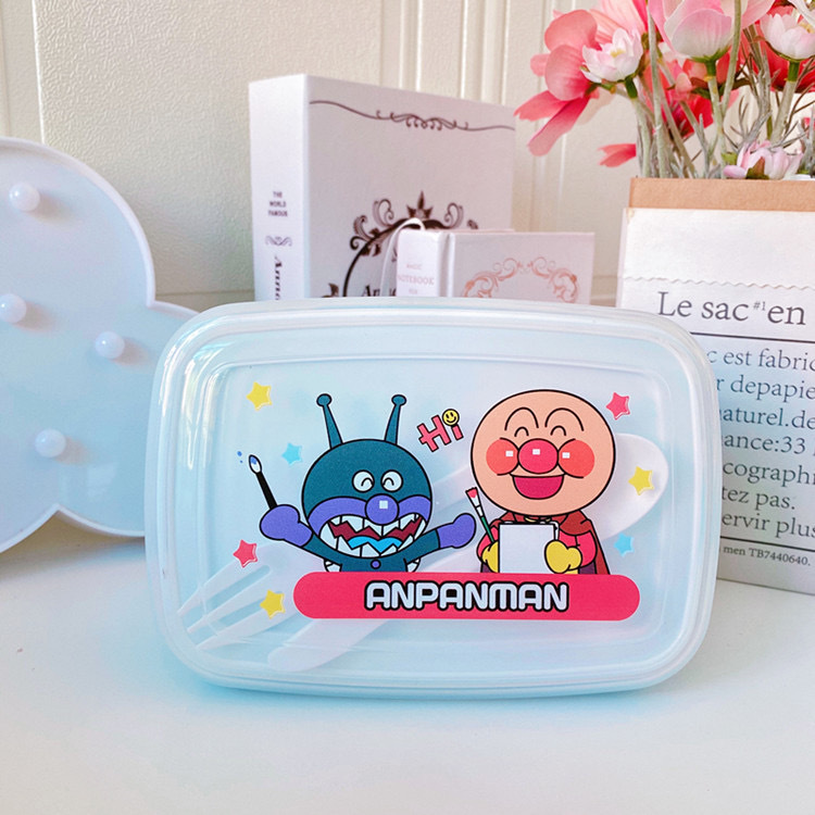 Caja de almuerzo de pescado feo de dibujos animados caja de almuerzo de estudiante de doble rejilla caja de almuerzo anti-desbordamiento vajilla de estilo japonés con arroz