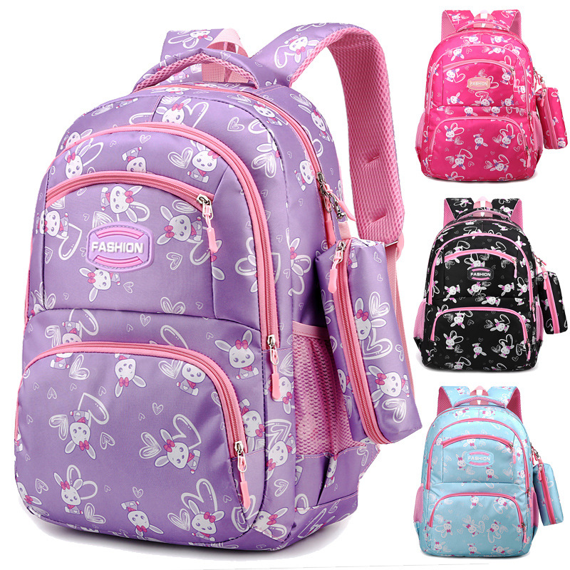 Cross-border wholesale backpacks for elementary school girls, lightweight shoulder bags, large capacity school bags for children in grades 3-4 (6-14 years old)