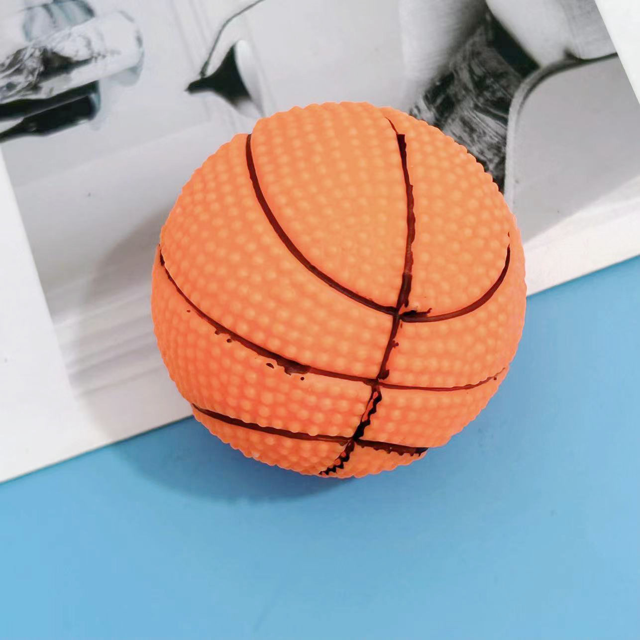 Mascota de sonido perro de juguete bola vinilo sonando baloncesto 6,5 cm perro entrenamiento interactivo perro Bola de juguete