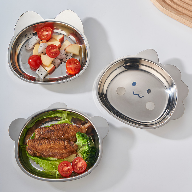 Hongjun Da 316 Stainless Steel Dinner Plate Cartoon Animal Bowl Household Baby Soup Bowl 304 Children's Supplementary Food Plate