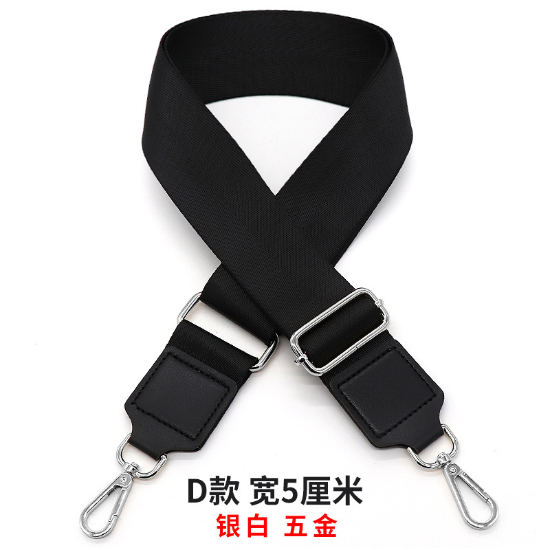 5CM herringbone black-black leather-silver buckle
