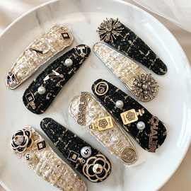 韩国小香风发夹边夹少女bb夹毛呢网红发卡一字夹秋冬简约刘海夹女