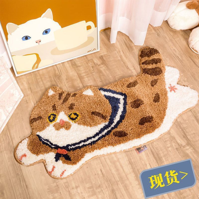 Cute Alien Irregular Imitation Cashmere Carpet Bathroom Thickened Plush Absorbent Foot Mat Cat Carpet Labeling