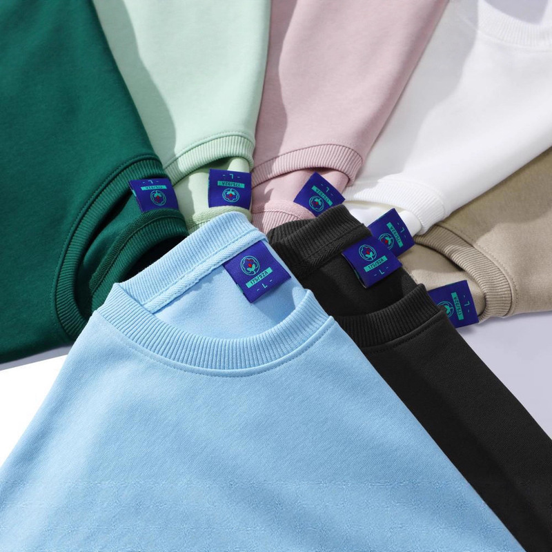 350g Cotton High-End Accessible Luxury Sweatshirt for Men, Relaxed and Simple Pure Color Spring and Autum Round Neck Pullover Tops for Men