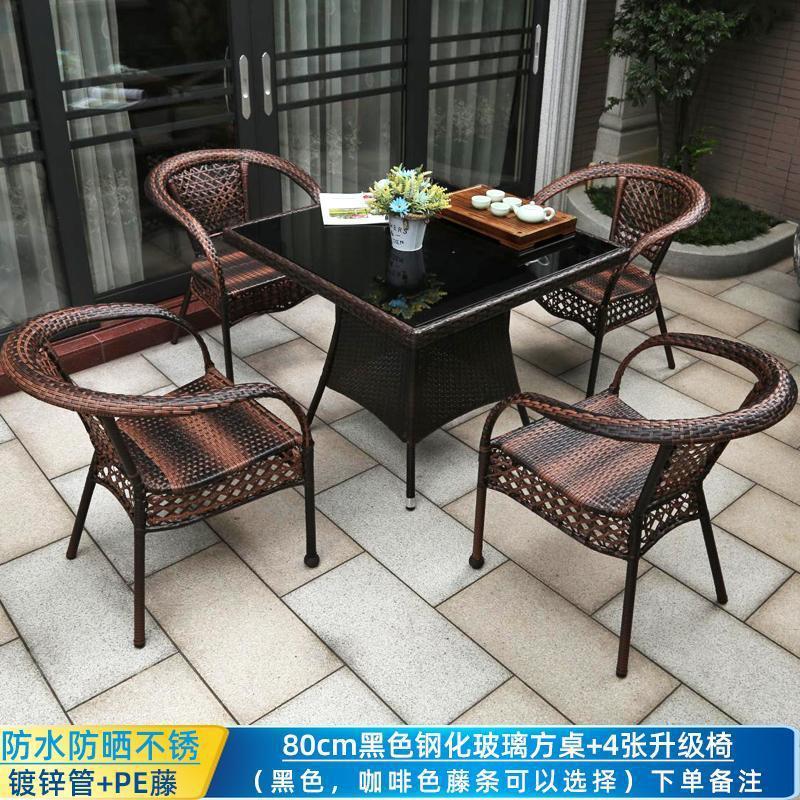 폭발 4 의자 + 80 블랙 웨이브 스퀘어 테이블